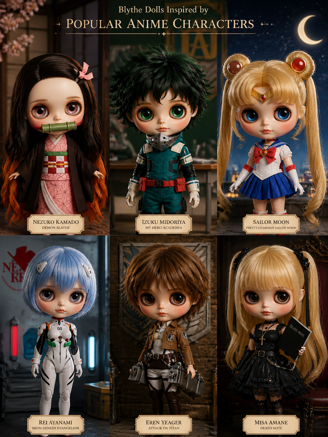 Anime-inspired Blythe doll style template